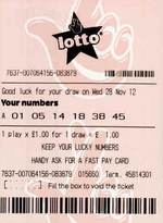 英国 National Lottery Lotto 中奖的彩票