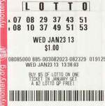 美国 New York Lotto 中奖的彩票
