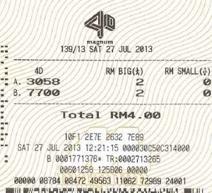 Winning Malaysia Magnum 4D ticket