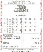 EuroJackpot 中獎的彩票