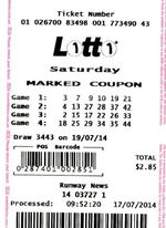 澳大利亚 Saturday Lotto 中奖的彩票