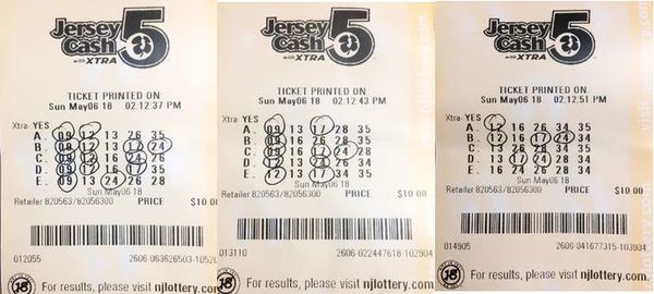 Ganhador da loteria do USA New Jersey Cash 5