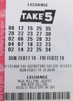 Winning New York Take 5 ticket