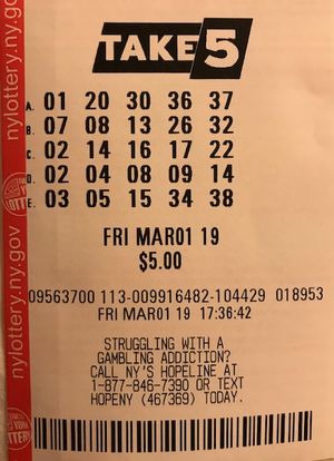 Winning New York Take 5 ticket