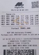 Winning Malaysia Magnum Life ticket