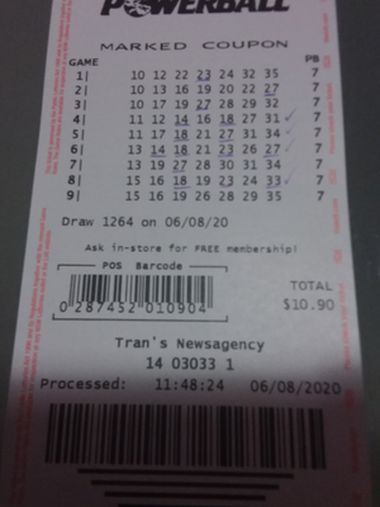 Winning Australia Powerball ticket