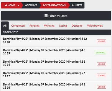 Winning Dominica Play 4 online ticket in TopBet